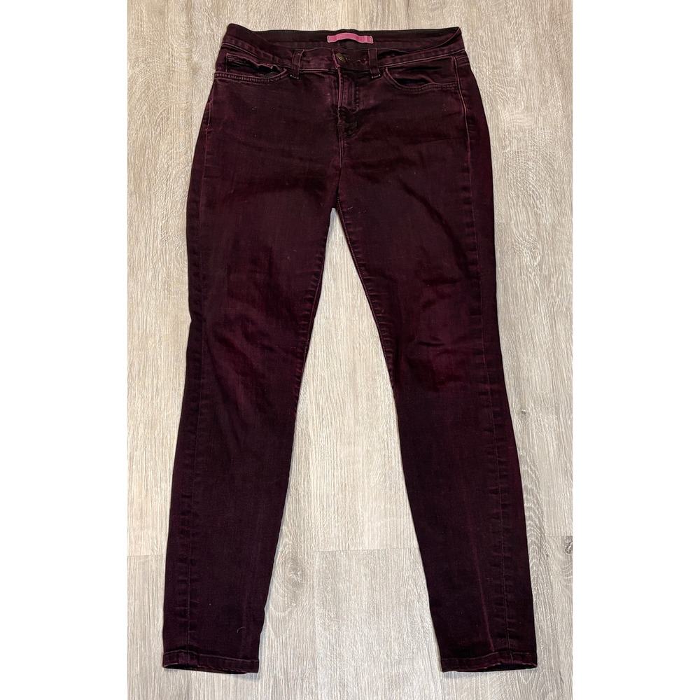 J Brand Skinny Leg Jeans Noir Red Burgundy Mid Rise Denim Womens 27